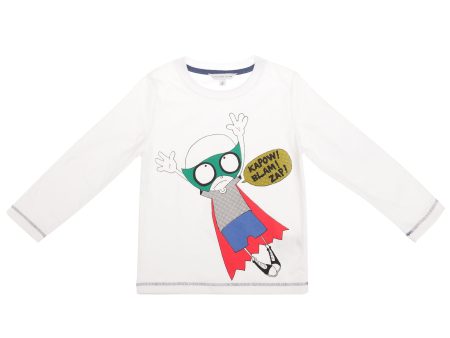 Boys White Fancy Cartoon Printed Cotton T-Shirt Fashion