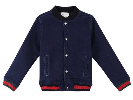 Baby Boys Navy Blue Ribbed Cotton Jacket Cheap