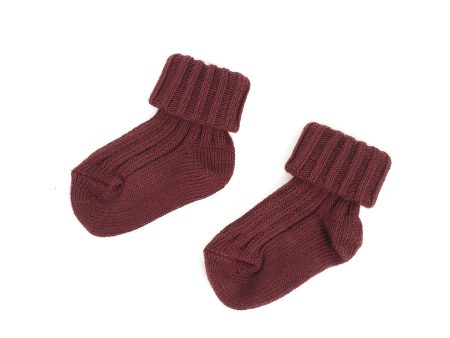 Baby Deep Red Low Rib Cotton Socks on Sale