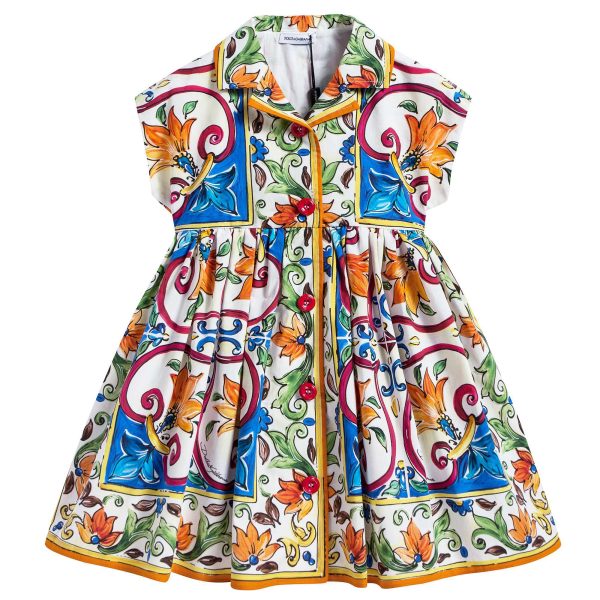 Baby Girls Collar Printing Dress Online Sale