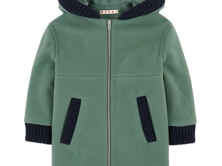 Girls Sage Green Hooded Wool Coat Online