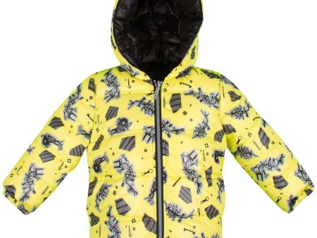 Baby Boys Lime Green Monster Printed Reversible Jacket Sale