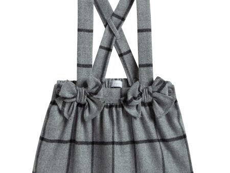 Baby Girls Grey Checked Skirt With Bow Sale