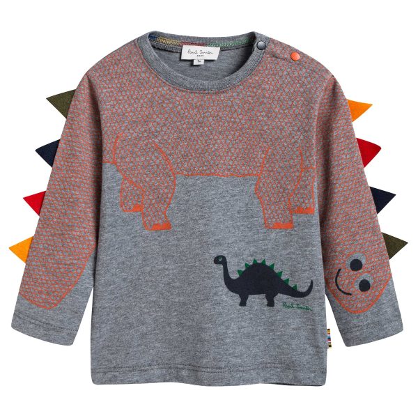 Baby Boys Grey Dinosaur T-shirt Online