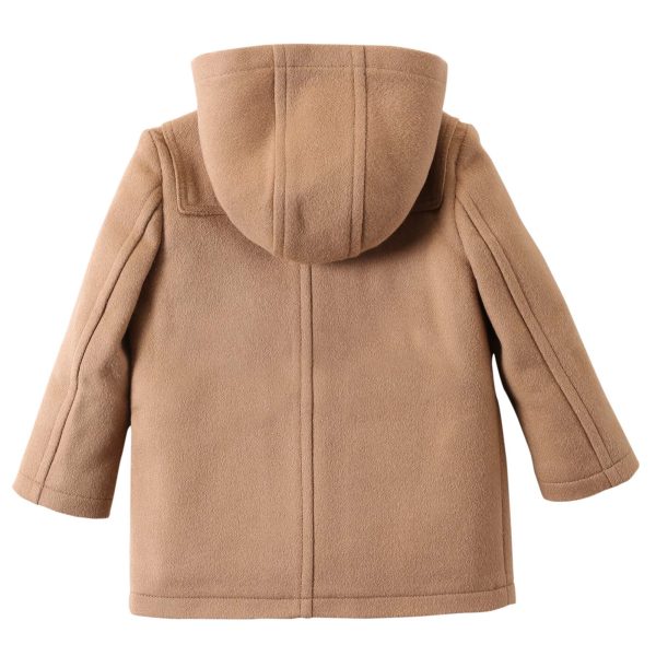 Baby Boys Beige Wool Hooded Duffle Coat Online Sale