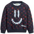 Baby Boys Navy Blue Allover Printed Sweatshirt Fashion