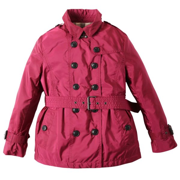 Girls Dark Plum Pink Wool Hooded Duffle Coat Sale