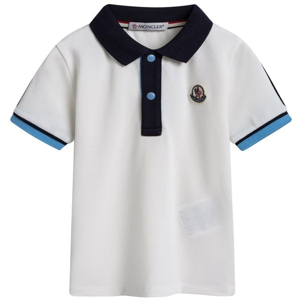 Baby Boys White Piqu茅 Polo Shirt on Sale