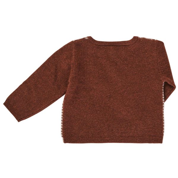 Baby Boys Maroon Knitted Wool Sweater With Brown Sleeve Online Sale