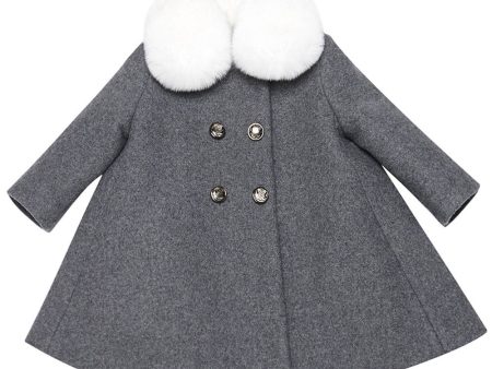 Baby  Girls  Grey  Wool & Cashmere  Coat Discount