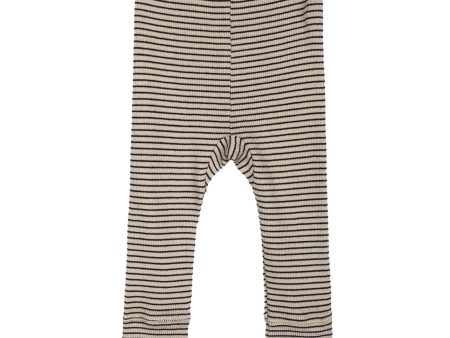 Baby Beige Striped Cotton Leggings on Sale