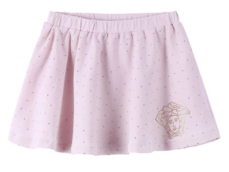 Baby Girls Pink Cotton Skirt With Gold Spot Trims For Sale