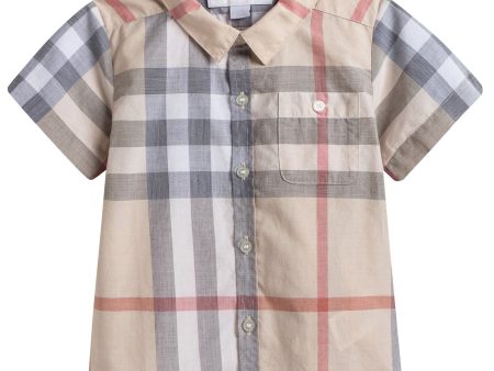 Baby Boys Beige Check Shirt For Discount