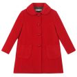 Girls Red Patch Pocket Trims Wool Coat Online Hot Sale