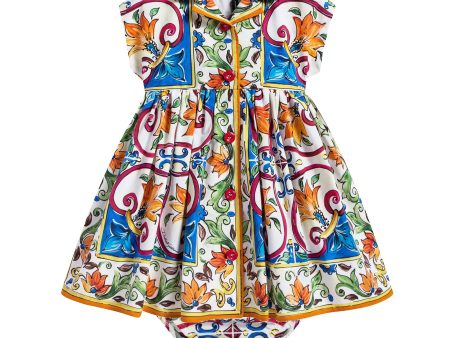 Baby Girls Collar Printing Dress Online Sale