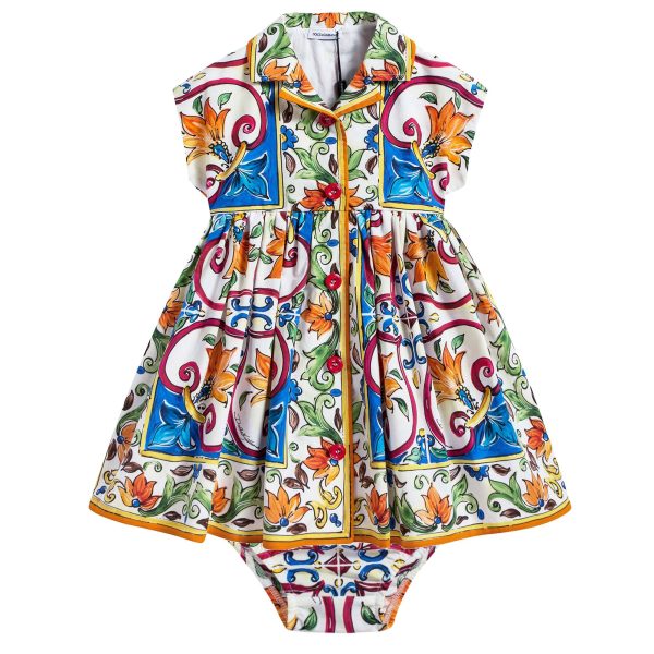 Baby Girls Collar Printing Dress Online Sale