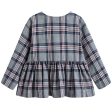 Girls Blue Checked Cotton Shirt With Tie Supply