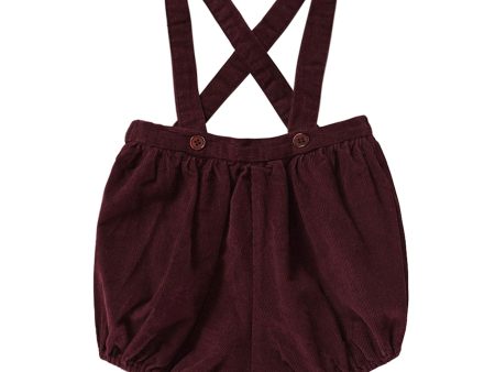 Baby Wine Red Cotton Short Dungaree For Discount