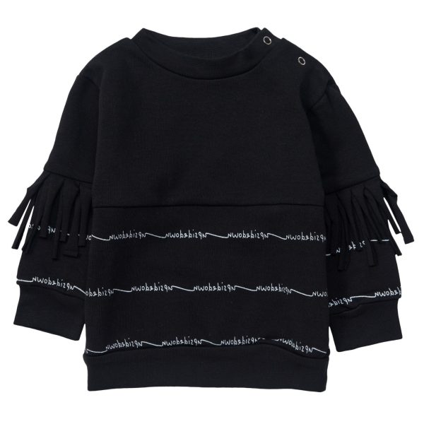 Baby Black Strip Of Cloth Trims Sweatshirt Online