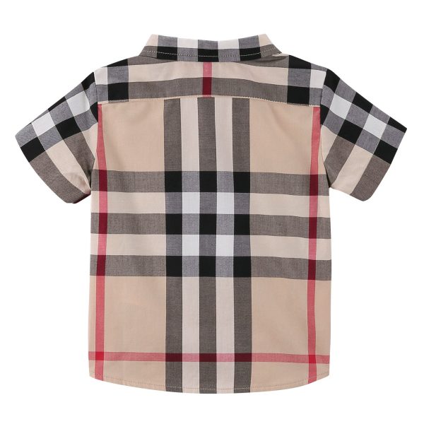 Baby Boys Multicolor Classic Check Short Sleev Cotton Shirt Supply