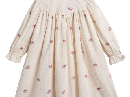 Girls Ivory With Pink Flowers Dress Cheap