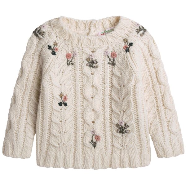 Baby Girls Lvory Embroidered Wool Blend Sweater Supply