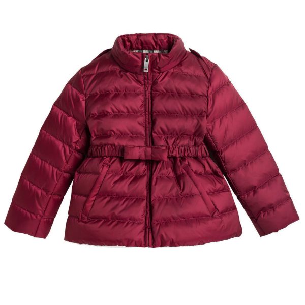 Baby Girls Dark Pink Down Padded Hooded Jacket Discount