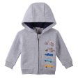 Baby Boys Grey Cotton Car Printed Hooded Zip-Up Top Sale