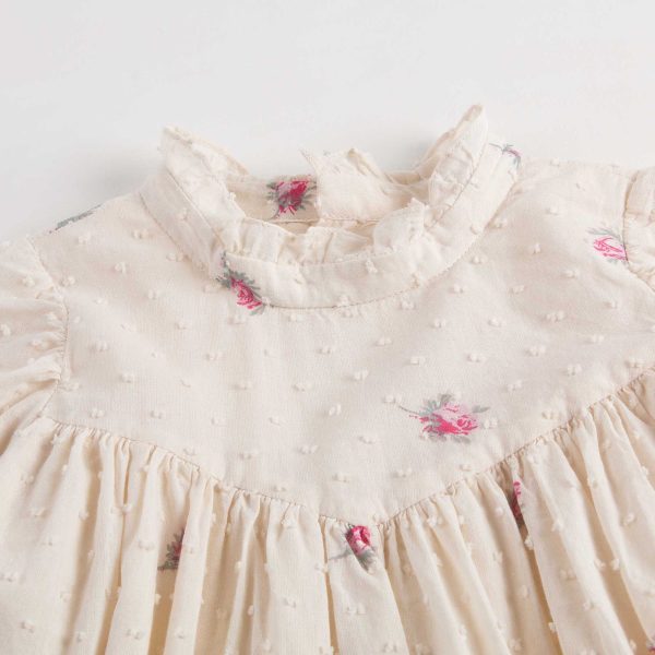 Girls Ivory With Pink Flowers Dress Cheap