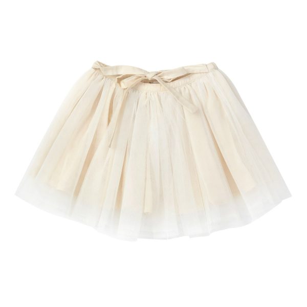 Girls Beige Muti Layered Tulle Skirt With Bow Trims Cheap