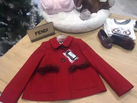 Girls Red Wool&Cashmere Jacket With Fur Trims Online