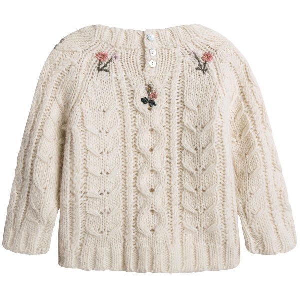 Baby Girls Lvory Embroidered Wool Blend Sweater Supply