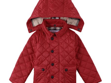 Baby Girls Bright Cherry Red Lattice Hooded Jacket Sale