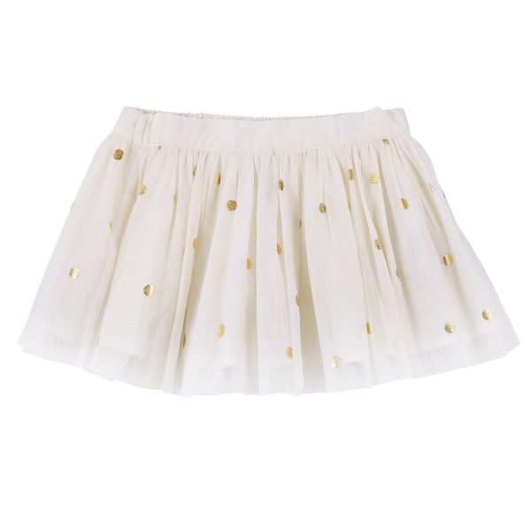 Girls Beige Scattered Sequins Trims Tulle Party Skirt Fashion