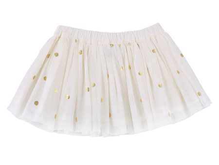 Girls Beige Scattered Sequins Trims Tulle Party Skirt Fashion