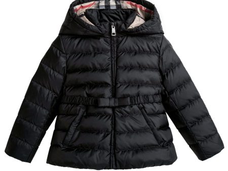 Baby Girls Black Down Padded Hooded Jacket Hot on Sale