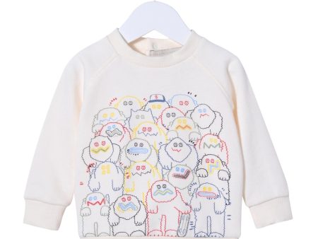 Baby Boys Milk White Cotton Colorful Yeti Printed Sweatshirt Online Hot Sale