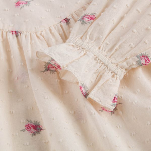 Girls Lvory With Pink Flowers Blouse Supply