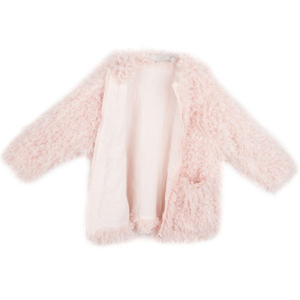 Sparkles Girls Pink Fluffy Coat With Two Pockets Online