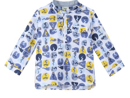 Baby Boys Multicolor All Over Printed Cotton Shirt Cheap