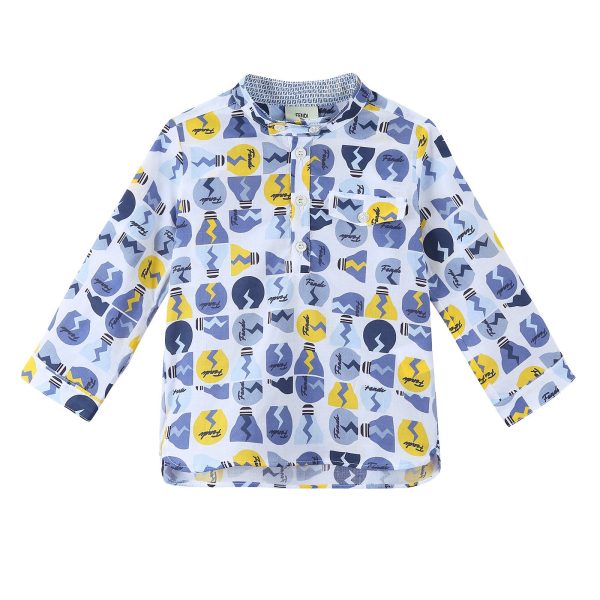 Baby Boys Multicolor All Over Printed Cotton Shirt Cheap