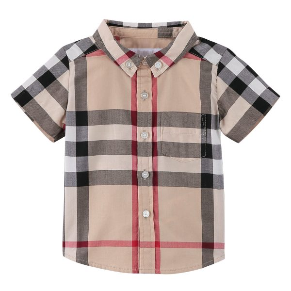 Baby Boys Multicolor Classic Check Short Sleev Cotton Shirt Supply