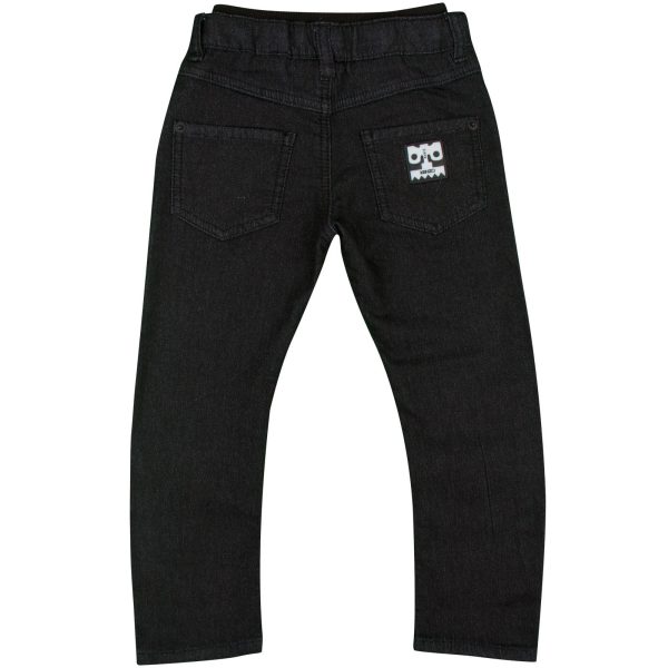 Baby Boys Black Denim Monster Embroidered Jeans Discount