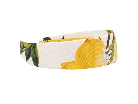 Baby Girls White Lemons Printed Hairband For Cheap