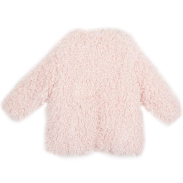 Sparkles Girls Pink Fluffy Coat With Two Pockets Online