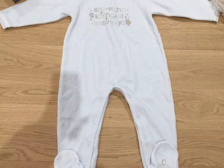 Baby Blue Velour Babygrow With Alphabet Print on Sale