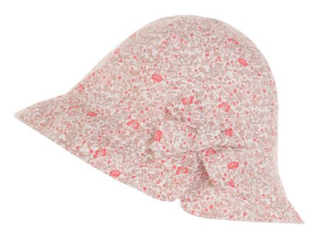 Baby Girls Pink Cotton Floral Printed Bow Trims Hat Supply