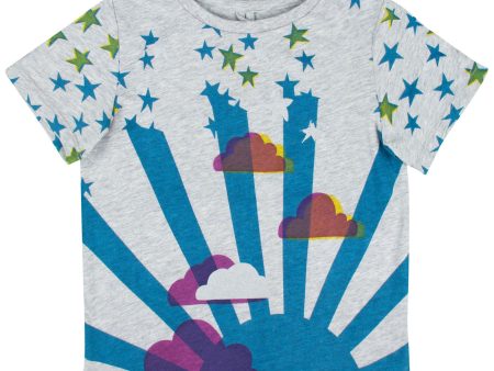 Arlo Girls Grey Sunshine&Clouds T-Shirt With Star Print on Sale