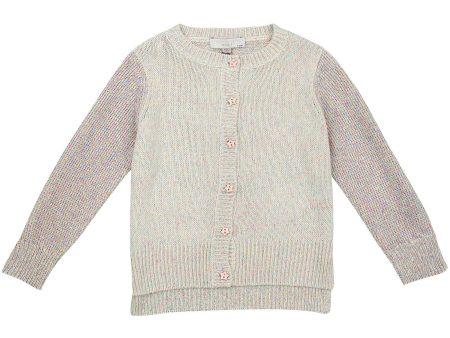 Amelia Girls Multicolor Cardigan With Pink Star Button Supply