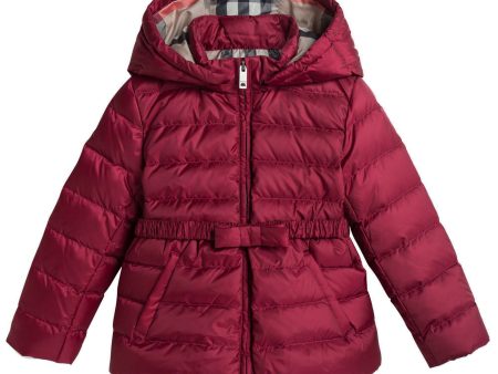 Baby Girls Dark Pink Down Padded Hooded Jacket Discount